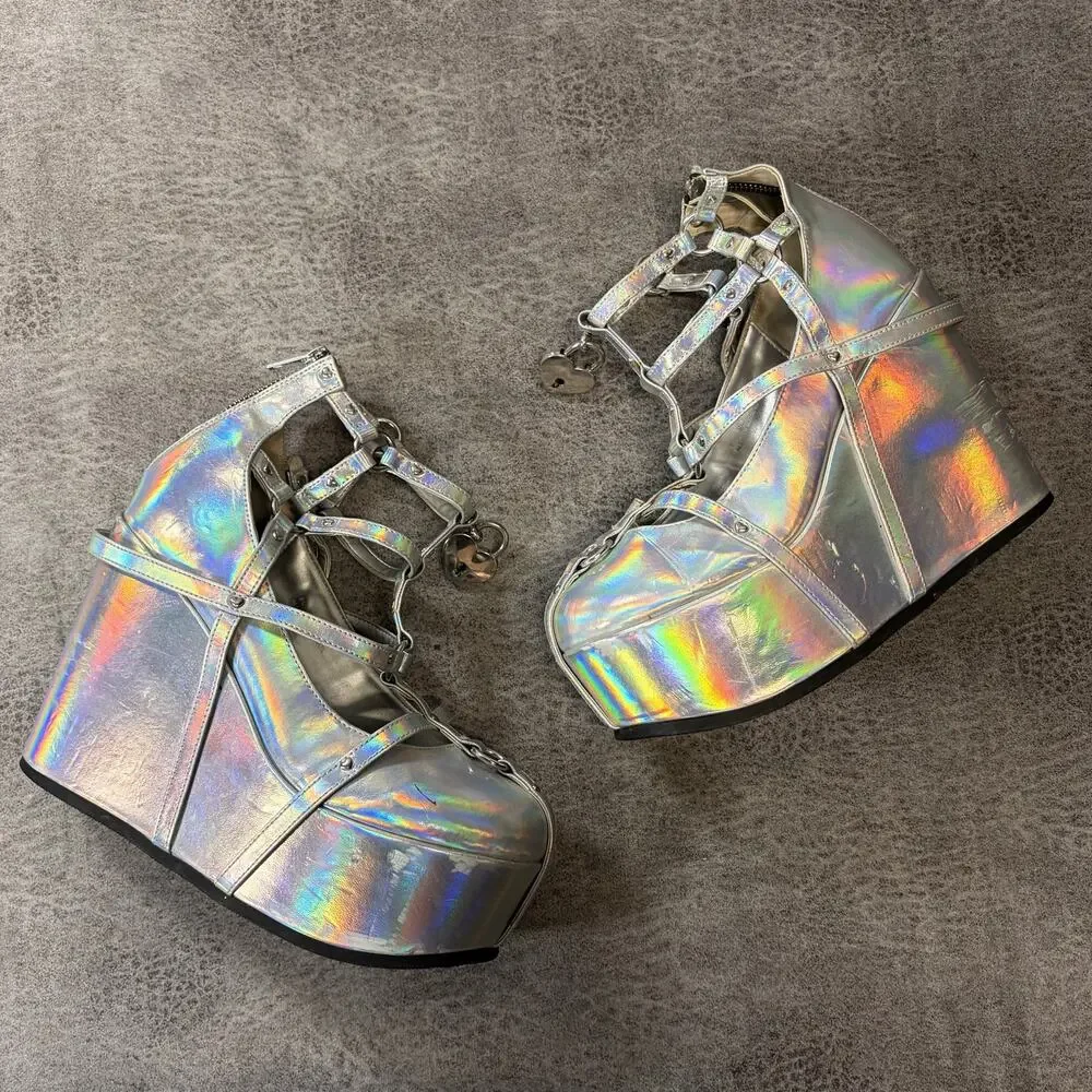 Demonia Holographic Poison Platform Shoes